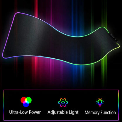 RGB Large Gaming Mouse Pad Oversize Glowing Led Extended Mousepad Non-Slip Rubber Base Mouse Mat Keyboard Pad Desk Mat