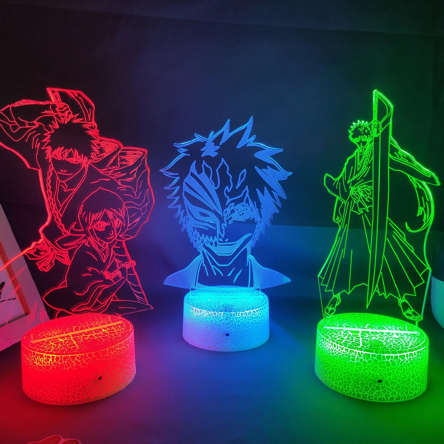 Anime Bleach Figure Ichigo 3D LED Neon Nightlights Birthday Gift for Friends Otaku Bedroom Table Decor Manga Lava Lamps Grimmjow