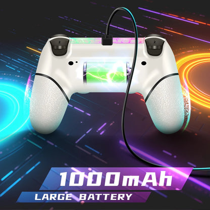 AceGamer Wireless RGB Controller for PS4 Black/White Crack Design with RGB Light,1000mAh Compatible with PS4/Slim/Pro