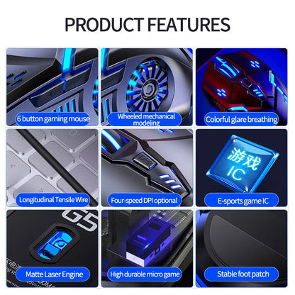 Ergonomic Wired Gaming Mouse RGB Mute Mause LED Backlit 3200dpi 6Button G5 USB Mechanical Mause For PC Laptop Computer Gamer