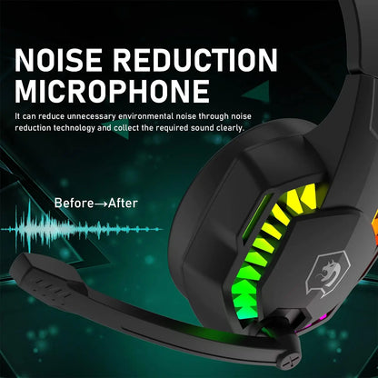 MAMBASNAKE CY907 RGB Gaming Headset, 5.1 Channel Stereo Surround Sound, 3.5mm Wired LED Over-Ear Comfort Headphone