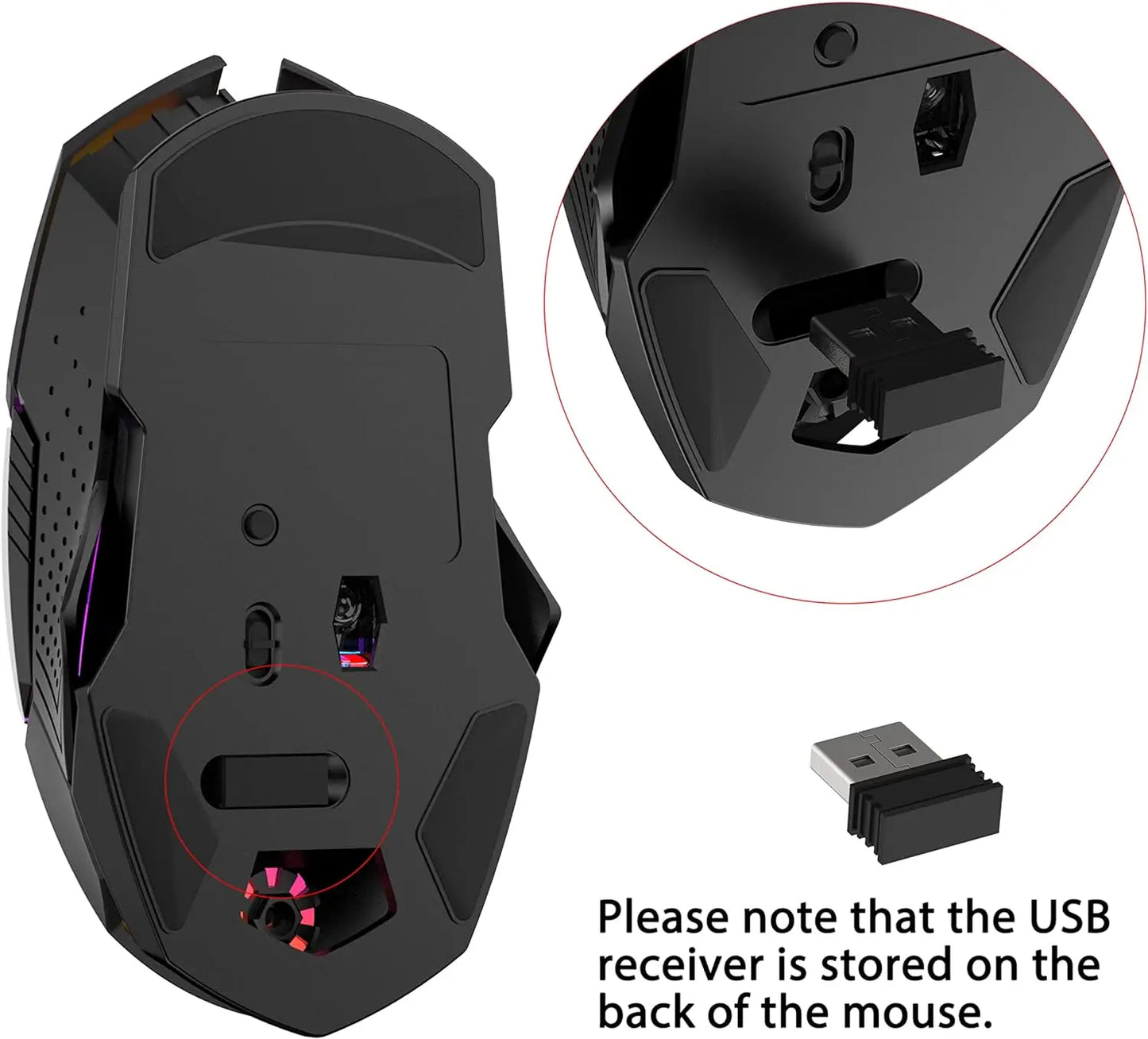 Ziyoulang X18 Wireless Gaming Mouse 2.4G 7 RGB Light 2400 DPI 600mAh Intelligent Power Saving Silent Click USB Receiver Optical