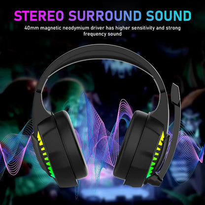 MAMBASNAKE CY907 RGB Gaming Headset, 5.1 Channel Stereo Surround Sound, 3.5mm Wired LED Over-Ear Comfort Headphone