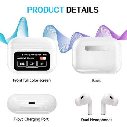 Bluetooth headphones multifunctional touch screen ANC noise reduction ultra-long life in-ear wireless headphones